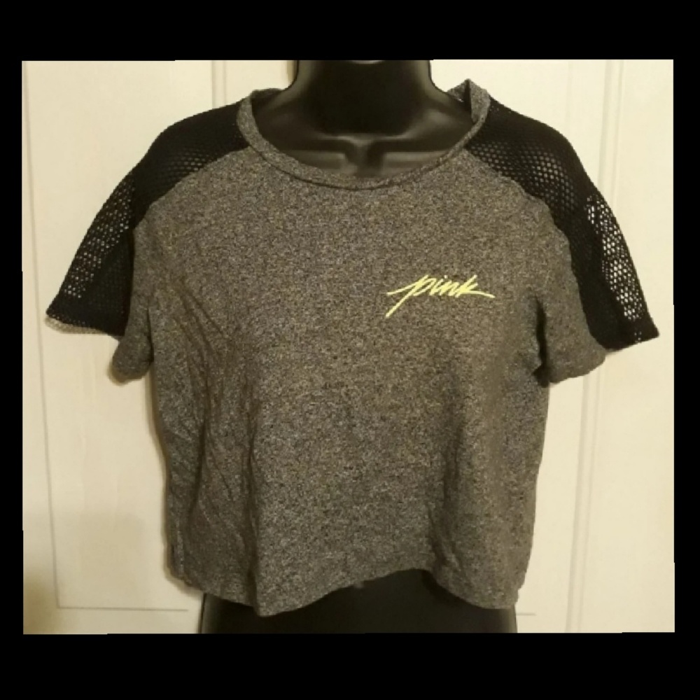 VS PINK Grey & Black Crop Top Sz S